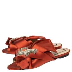 Pre Owned Nº21 Copper Satin Knot Mule Flats Size 39.5