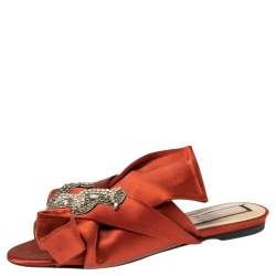 Pre Owned Nº21 Copper Satin Knot Mule Flats Size 39.5