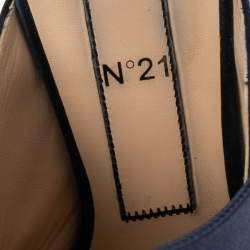 Nº21 Navy Blue Satin Raso Knot Peep Toe Mules Size 38 