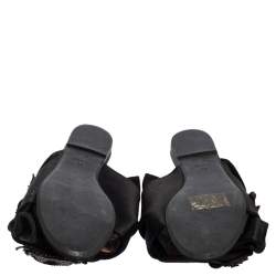 Pre Owned N°21 Black Satin Embellished Knot Flats Sandals Size 38