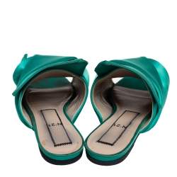 Nº21 Green Satin Knot Flat Mules Size 38