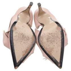 N° 21 Beige Leather Abstract Bow Pointed Toe Pumps Size 39