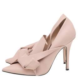 N° 21 Beige Leather Abstract Bow Pointed Toe Pumps Size 39