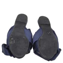 Pre Owned N21 Blue Satin Knot Flat Slides Size 38.5