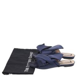 Pre Owned N21 Blue Satin Knot Flat Slides Size 38.5