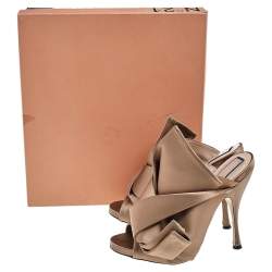 مملوكة مسبقًا Nº21 Brown Satin Raso Knot Mules Size 38.5