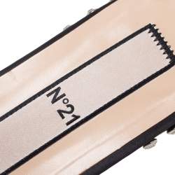 Pre Owned صندل سلايد فلات إن21 ساتان أسود 21 مزين عقدة مزخرف كريستال مقاس 38