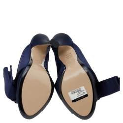 Pre Owned N21 Navy Blue Satin Slide Sandals Size 39