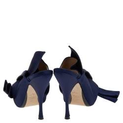 Pre Owned N21 Navy Blue Satin Slide Sandals Size 39