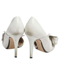 Nº21 White Leather Knot Pointed Toe Pumps Size 37