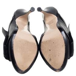 Pre Owned N°21 Burgundy Black Leather Ronny Pleated Mules Size 37