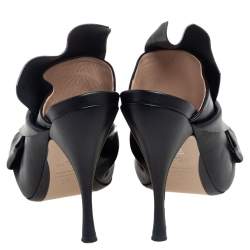 Pre Owned N°21 Burgundy Black Leather Ronny Pleated Mules Size 37