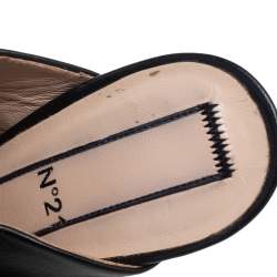 Pre Owned N°21 Burgundy Black Leather Ronny Pleated Mules Size 37