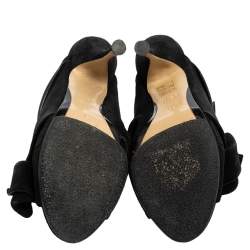 Pre Owned Nº21 Black Suede Raso Knot Peep Toe Mules Size 39