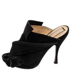 Pre Owned Nº21 Black Suede Raso Knot Peep Toe Mules Size 39