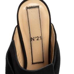 Pre Owned Nº21 Black Suede Raso Knot Peep Toe Mules Size 39