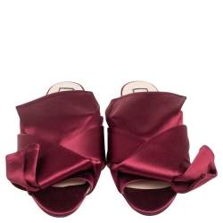 Nº21 Burgundy Satin Knot Flat Slides Size 36