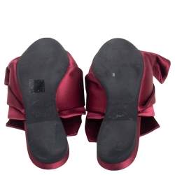 Nº21 Burgundy Satin Knot Flat Slides Size 36
