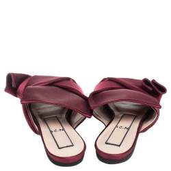 Nº21 Burgundy Satin Knot Flat Slides Size 36