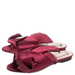 Nº21 Burgundy Satin Knot Flat Slides Size 36