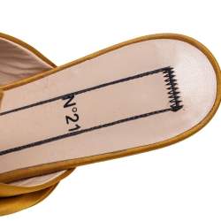 Nº21 Mustard Yellow Satin Knot Flat Mules Size 37