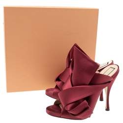 Pre Owned N°21 Burgundy Satin Ronny Pleated Mules Size 39
