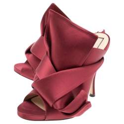 Pre Owned N°21 Burgundy Satin Ronny Pleated Mules Size 39
