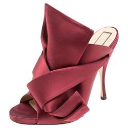 Pre Owned N°21 Burgundy Satin Ronny Pleated Mules Size 39