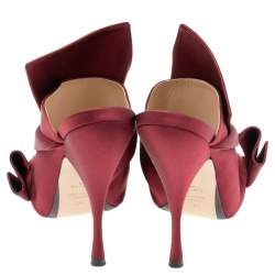 Pre Owned N°21 Burgundy Satin Ronny Pleated Mules Size 39