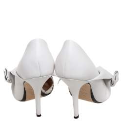 Pre Owned N°21 White Leather Abstract Bow Pointed-Toe Pumps Size 38