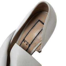 Pre Owned Nº21 White Leather Knot Pointed Toe Pumps Size 37