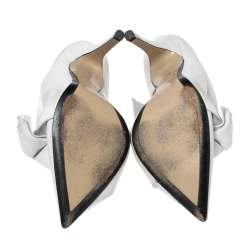 Pre Owned Nº21 White Leather Knot Pointed Toe Pumps Size 37