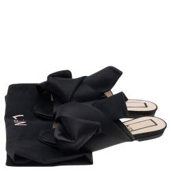 مملوكة مسبقًا Nº21 Black Satin Knot Flat Mules Size 35