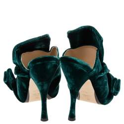 مملوكة مسبقًا حذاء سلايد إن 21 قطيفة أخضر داكن بعقدة مقاس 38