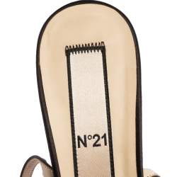 مملوكة مسبقًا صندل إن 21 ساتان أسود بعقدة سير كاحل نعل سميك مقاس 39