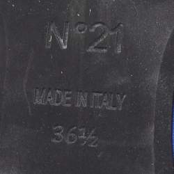 Pre Owned Nº21 Royal Blue Satin Embellished Knot Flat Mules Size 36.5