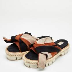 Pre Owned Nº21 Multicolor Suede Open Toe Flat Slides Size 37