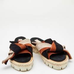 Pre Owned Nº21 Multicolor Suede Open Toe Flat Slides Size 37