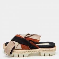 Pre Owned Nº21 Multicolor Suede Open Toe Flat Slides Size 37