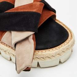 Pre Owned Nº21 Multicolor Suede Open Toe Flat Slides Size 37