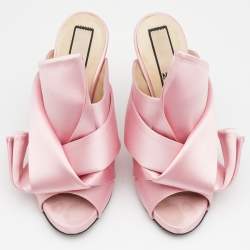 Nº21 Pink Satin Raso Knotted Mules Size 37