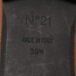 Pre Owned Nº21 Brown Velvet Crystal Embellished Ballet Flats Size 39.5