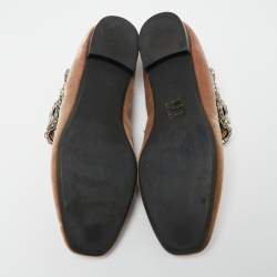 Pre Owned Nº21 Brown Velvet Crystal Embellished Ballet Flats Size 39.5