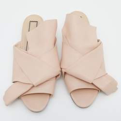 Pre Owned Nº21 Beige Leather Knot Flats Size 40