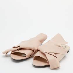 Pre Owned Nº21 Beige Leather Knot Flats Size 40