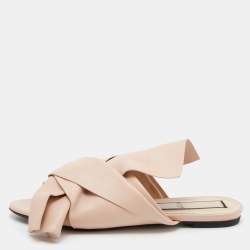 Pre Owned Nº21 Beige Leather Knot Flats Size 40