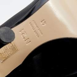 مملوكة مسبقًا Nº21  Black Satin Raso Knot Peep Toe Slide Mules Size 41