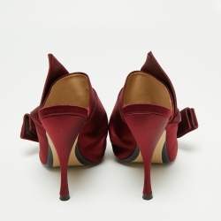 Pre Owned Nº21 Burgundy Satin Raso Knot Peep Toe Mules Size 38