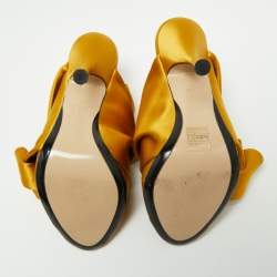 Pre Owned N°21 Mustard Pleated Satin Ronny Mules Size 37