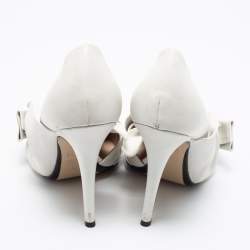 Pre Owned Nº21 White Leather Knot Pointed Toe Pumps Size 39